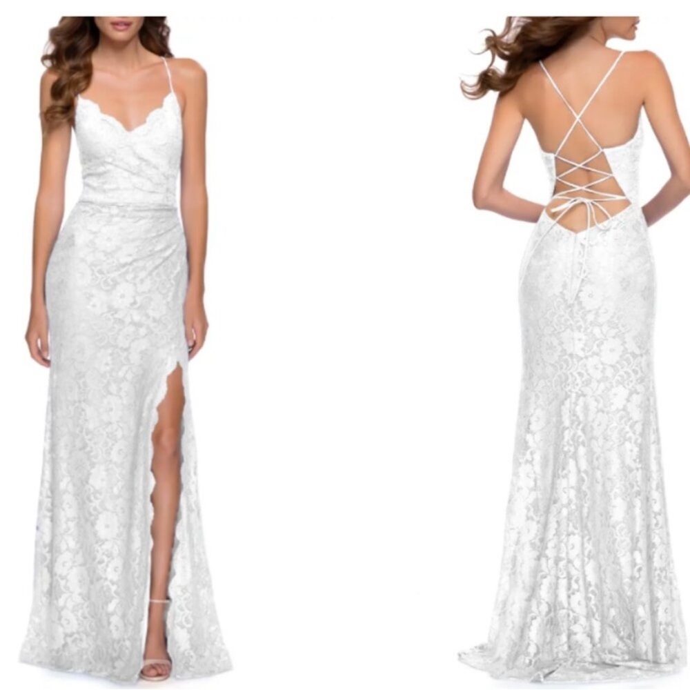 La Femme Rhinestone Gown 29939 Bride Wedding Women's Ivory Size 6